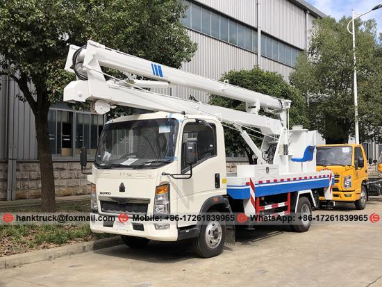 Right Hand Drive HOWO 16 Meter Aerial Work Truck With Fiberglass Bucket